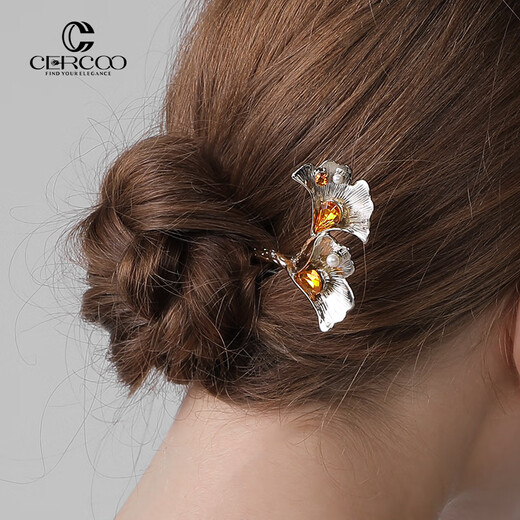 Cercoo One Leaf Zhiqiu handmade texture ancient style women's high-end hairpin Chinese style hairpin silver