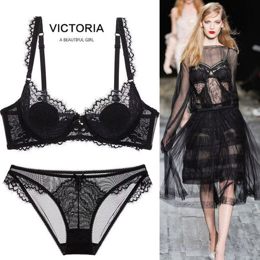 Victoria's Secret sexy ultra-thin lace underwear for women red zodiac year big breasts small pure lust bra set red single piece 70A 32/70A