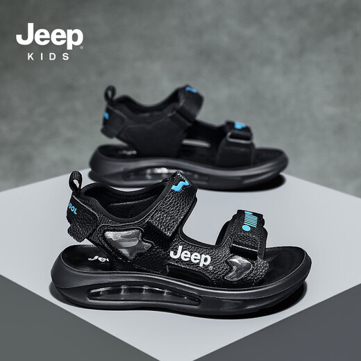 JEEP Sandals 2025 Summer New Sandals Comfortable and Lightweight Girls' Shoes Trendy Brand Versatile Velcro Boys Sandals 9005 White/Orange 26/Inner Length About 16.5cm