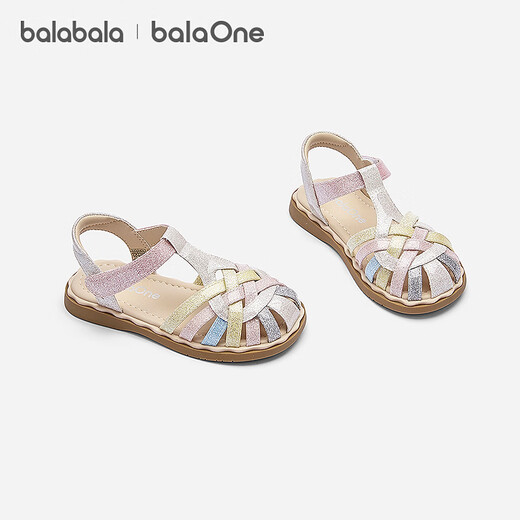 BalaOne children's shoes children's sandals girls' shoes 2026 summer new colorful casual shoes floral white tone 00301 21 (foot length 12.8-13.2/inner length 14.1)