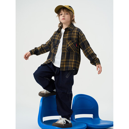 Montagut Children's Korean Style Casual Loose Outdoor Versatile Long Sleeve 2026 Middle and Large Children's Spring and Autumn New Classic Plaid Shirt