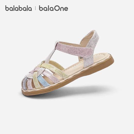 BalaOne children's shoes children's sandals girls' shoes 2026 summer new colorful casual shoes floral white tone 00301 21 (foot length 12.8-13.2/inner length 14.1)