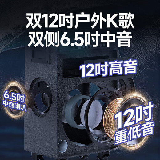 SANSUI portable trolley video speaker touch screen outdoor karaoke home ktv audio set all-in-one karaoke machine high volume karaoke 12 inches 15 inches TE128 dual 12 inches subwoofer + dual 6.5 inches midrange + 500G