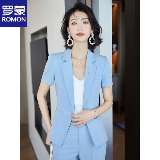 ROMON Фиолетовый костюм женский, лето 2026, с коротким рукавом, новый высококачественный темпераментный маленький профессиональный костюм, куртка, фиолетовый костюм + фиолетовая юбка S