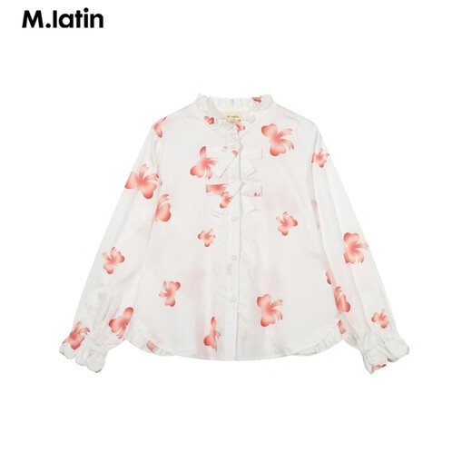 Maradin shopping mall same style Maradin children's clothing children's shirt spring style girls and older children fashionable long-sleeved shirt floral white 120
