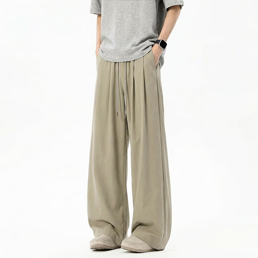 OEMG Japanese Casual Yamamoto Pants Men's Summer Drapey Loose Versatile Straight Thin Wide Leg Trendy Long Pants Black High Quality M Recommended 90-100Jin Jin is equal to 0.5 kg