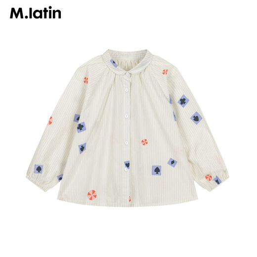 Mar Latin mall same style Maratin children's shirt 26 spring girls artist pattern long-sleeved shirt floral white 120