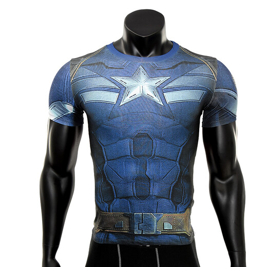 Heroes of Avengers Iron Batman Spider-Man Captain America Superman Tights Men's Running Sports Fitness Slim Elastic Quick-Drying Lightweight Short-Sleeved T-Shirt Black Superman XL Suitable for 180-190CM80-90KG