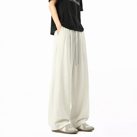 OEMG Japanese Casual Yamamoto Pants Men's Summer Drapey Loose Versatile Straight Thin Wide Leg Trendy Long Pants Black High Quality M Recommended 90-100Jin Jin is equal to 0.5 kg