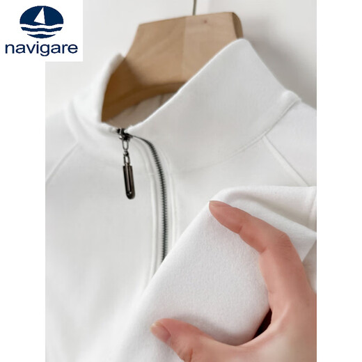 Navigare double-sided velvet sweatshirt for men, spring and autumn half-height zipper bottoming top, casual stand-up collar, warm long-sleeved T-shirt for men, gray 205 M 100-120Jin Jin is equal to 0.5 kg