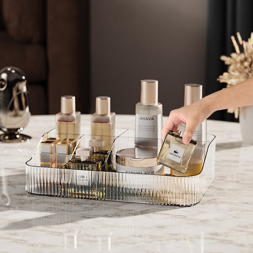 KAMAN cosmetic storage box desktop acrylic dressing table lipstick box new transparent skin care product facial mask storage basket 3040 light luxury cosmetic box transparent white