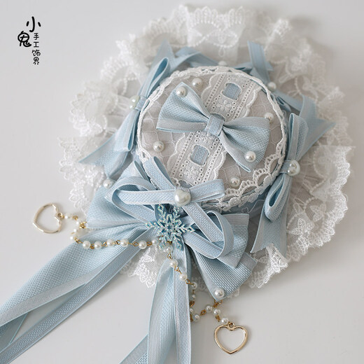 Beast Spring Christmas G light blue Lolita lace bow hairpin top hat Lolita ice blue cla flat hat Christmas G small top hat blue