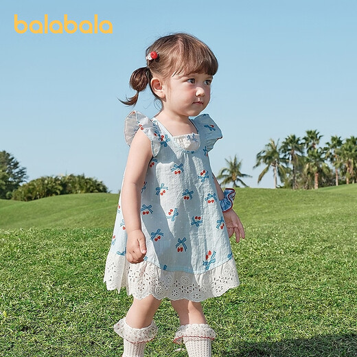 BALABALA balaOne BALABALA baby dress baby princess dress 2026 new sweet, cute and elegant blue tone 00388 120