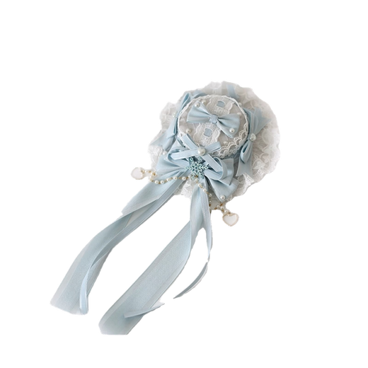 Beast Spring Christmas G light blue Lolita lace bow hairpin top hat Lolita ice blue cla flat hat Christmas G small top hat blue