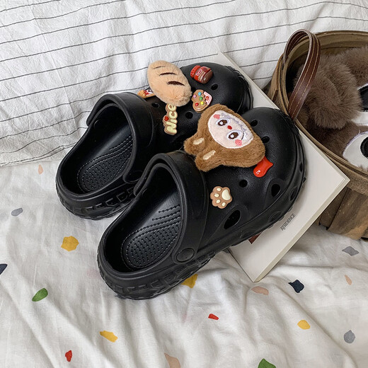 Girls' Croc Shoes 2026 New Summer Children's Baotou Sandals Girls Capibala Princess Style Slippers Black 26