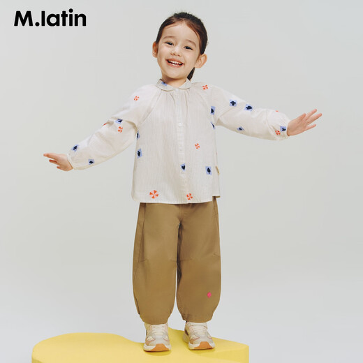 Mar Latin mall same style Maratin children's shirt 26 spring girls artist pattern long-sleeved shirt floral white 120