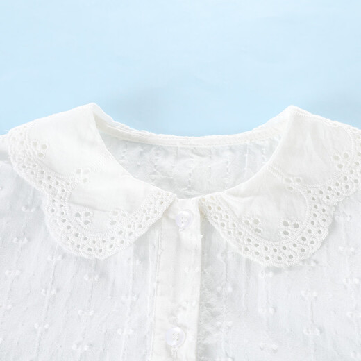 Montagut Girls 2026 Spring and Autumn Long Sleeve Shirt Doll Collar Front Pleated Design Top Middle and Large Children Soft Cotton Clothes