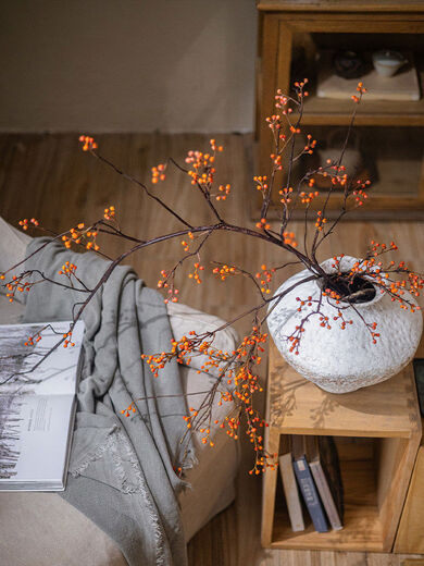 Simulation-like realistic fake furnishings for the living room table art dried fruits and dried branches decorations bionic wabi-sabi tall clay pot + 2 100 oranges + 1 183 orange