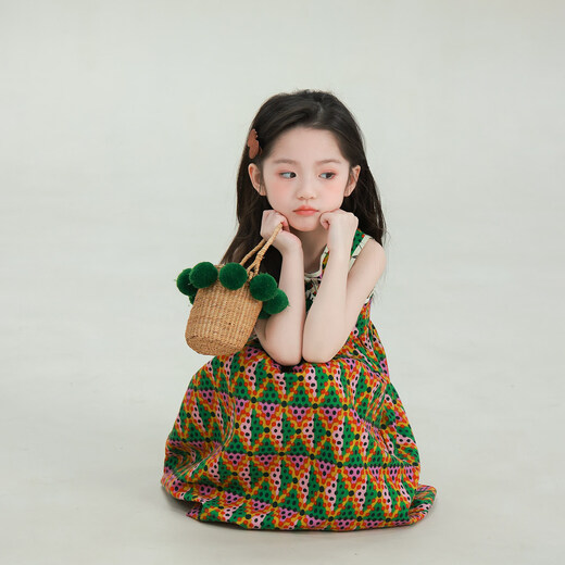 UTOUTO Big Ear Elephant Girls Polka Dot Colored Tank Top 2026 Summer New Style Baoer Diamond Sleeveless Thin Dress Green Polka Dot Spot 150