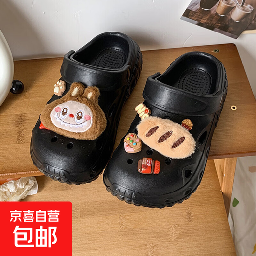 Girls' Croc Shoes 2026 New Summer Children's Baotou Sandals Girls Capibala Princess Style Slippers Black 26