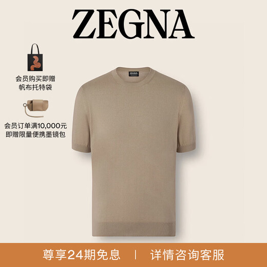 Zegna men's spring new light taupe Premium Cotton cotton T-shirt light taupe 54 (L/XL)