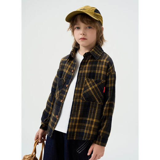 Montagut Children's Korean Style Casual Loose Outdoor Versatile Long Sleeve 2026 Middle and Large Children's Spring and Autumn New Classic Plaid Shirt
