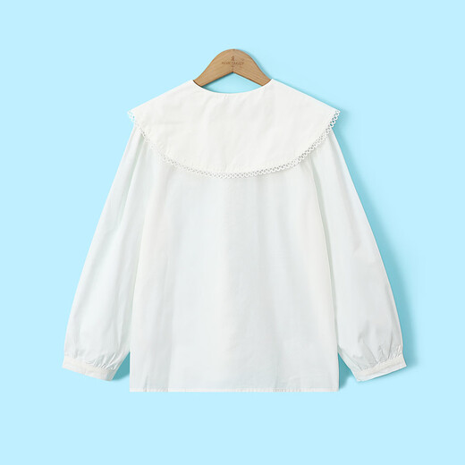 Montagnard middle and large children spring and autumn new style doll collar white shirt 2026 girls Korean version sweet puff sleeve daily versatile top