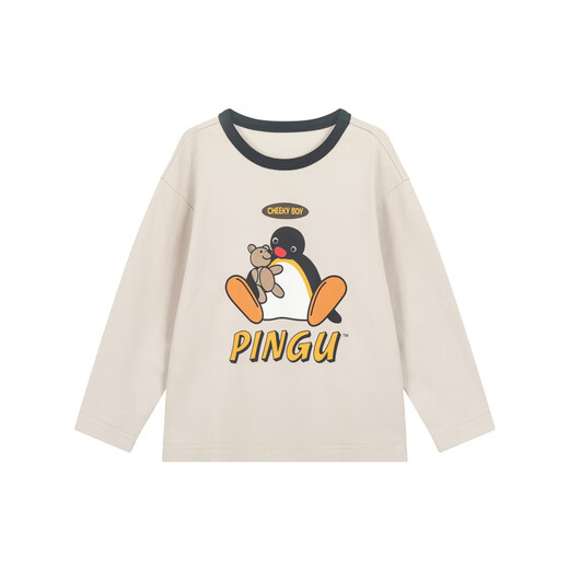 Ma Latin children's T-shirt 2025 winter new style boy retro long-sleeved T-shirt beige 130