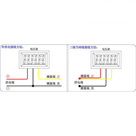 YB21 DC0-10V 0-30V 0.36 inch 3-digit LED digital display voltmeter small digital voltmeter white shell_three wires_blue characters 0-30V
