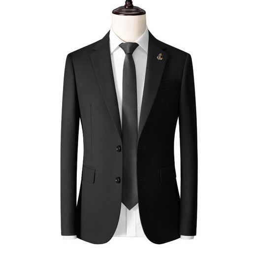 Vocacool Men's Suit Suit Business Formal Wear Professional Wear Interview Slim Suit Wedding Groomsmen's Dress Groom's Suit Large Size Black (Suit + Pants + Tie) 3XL/155-165Jin Jin is equal to 0.5 kg