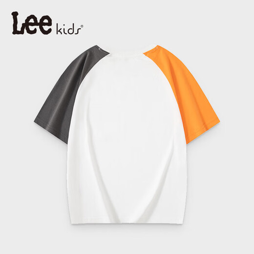 Lee children's t-shirt simple small pocket splicing short-sleeved t-shirt for boys and girls 2025 summer casual loose t-shirt top white 110
