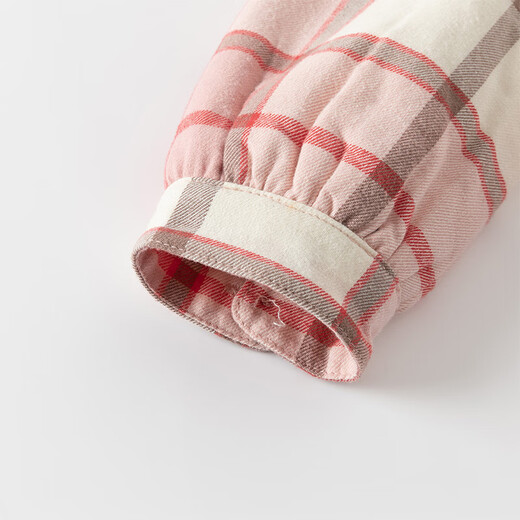 DAVE&BELLA children's clothing sweet baby girl plaid shirt children's shirt plus velvet children's shirt girls long-sleeved top autumn and winter new style pink plaid in stock 120 cm (recommended height 110-120cm)