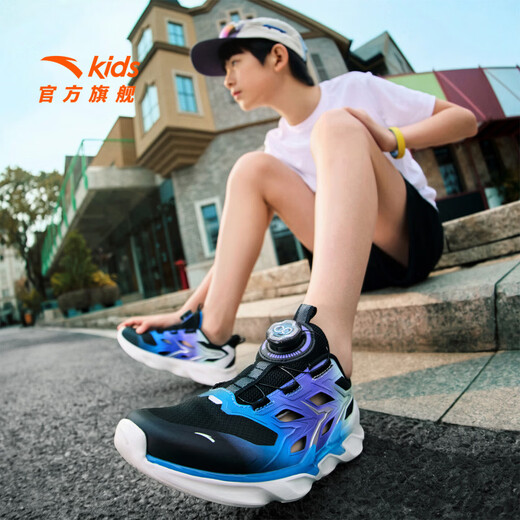 Детские сандалии ANTA, обувь для мальчиков, властная каркасная обувь, лето 2026, спортивная пляжная обувь для мужчин 6-16 лет для занятий физкультурой, новый стиль 26 лет, черный/страстный синий/зеленый-2 34, внутренняя длина обуви 21,5 см