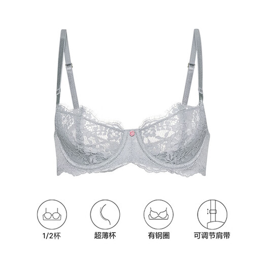 Victoria's Secret Victoria's Secret Fashion Show Series Lace 1/2 Cup Unpadded Women's Bra Underwear Sexy Bra 2HX4 Silver Gray 11245348 70A (32A)