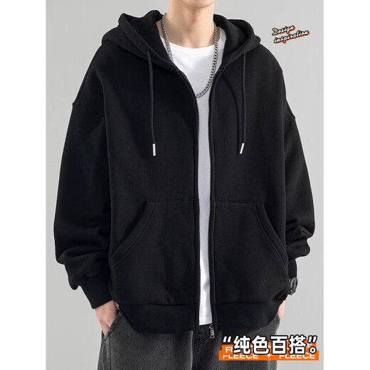 JEEP SPIRIT Jeep Cardigan Sweatshirt 2026 Spring and Autumn Men's Loose American Heavy Casual Top Trendy Brand Youth Hooded Jacket (Spring and Autumn Style) Apricot S Recommendation 85-105Jin Jin equals 0.5 kg