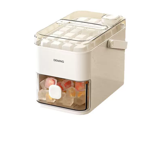 语森忆按压制冰模具家用全自动冰箱大容量储冰食品级制冰盒带盖专用神器 56格抽屉冰格(果绿)