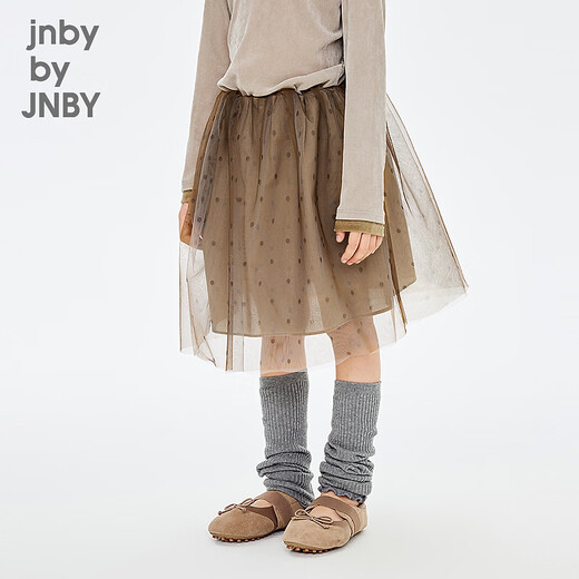 Jnby by JNBY new Jiangnan cloth children's clothing short waist skirt H-shaped loose polka dot casual 26 spring girls 1Q1D10380 920/khaki color 110 cm