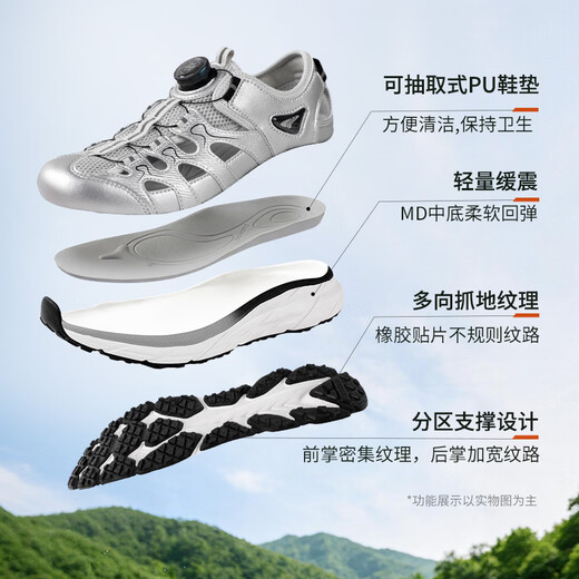 Dr. Kong (DR KONG) summer outdoor sports-style Baotou breathable sandals for men and women, children's sandals without twist buttons, pink/silver 37, foot length is about 23.0-23.5