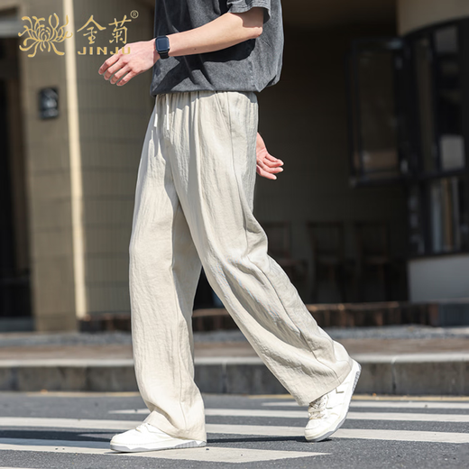Jinju old money style casual pants for men 2026 summer thin loose straight pants for men and women, trendy and versatile long pants