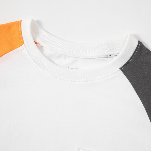 Lee children's t-shirt simple small pocket splicing short-sleeved t-shirt for boys and girls 2025 summer casual loose t-shirt top white 110