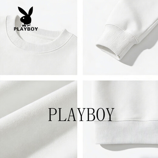 Playboy Round Neck Sweater Men's 2026 Spring New American Casual Loose Couple Tops Bottoming Shirt Long Sleeve Jacket Dark Gray S 95-120Jin Jin is equal to 0.5 kg