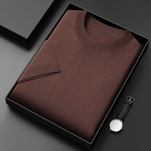 丨Lilang丨Skin-friendly mulberry silk + cashmere + sheep wool + modal worsted thin short-sleeved cashmere sweater for men Zhongca M 165