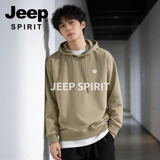 JEEP SPIRIT Jeep hooded sweatshirt for men 2026 spring new loose trendy casual versatile jacket male student couple tops blue S 95-120 Jin Jin is equal to 0.5 kg
