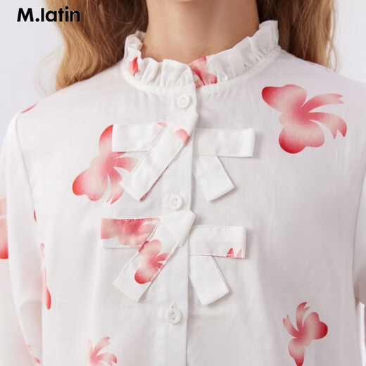 Maradin shopping mall same style Maradin children's clothing children's shirt spring style girls and older children fashionable long-sleeved shirt floral white 120