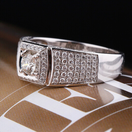 FR platinum men's ring diamond ring men's diamond ring luxury group setting PT950 platinum ring diamond ring 520 gift recommended main diamond 30 points + secondary diamond 50 points IJ color