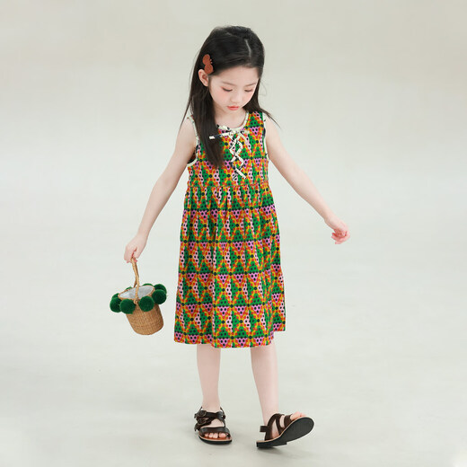 UTOUTO Big Ear Elephant Girls Polka Dot Colored Tank Top 2026 Summer New Style Baoer Diamond Sleeveless Thin Dress Green Polka Dot Spot 150