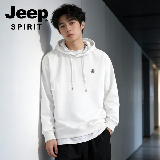 JEEP SPIRIT Jeep hooded sweatshirt for men 2026 spring new loose trendy casual versatile jacket male student couple tops blue S 95-120 Jin Jin is equal to 0.5 kg
