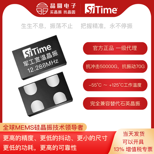 12.288MHz shock-resistant and vibration-resistant crystal oscillator SiT1618/8918/8920 wide temperature -55125 -40 - 105C 3225 35+ 2.5-3.3V