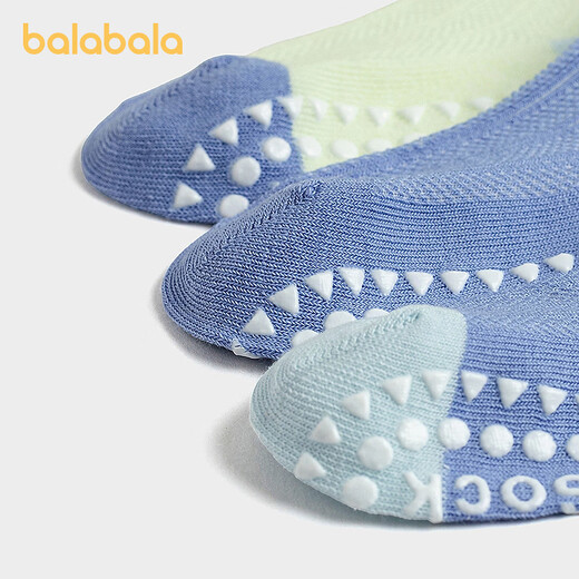 BALABALA baby socks summer new mesh breathable thin infant socks anti-mosquito cute three pairs blue and white tone 00381 5-7 years old 120cm