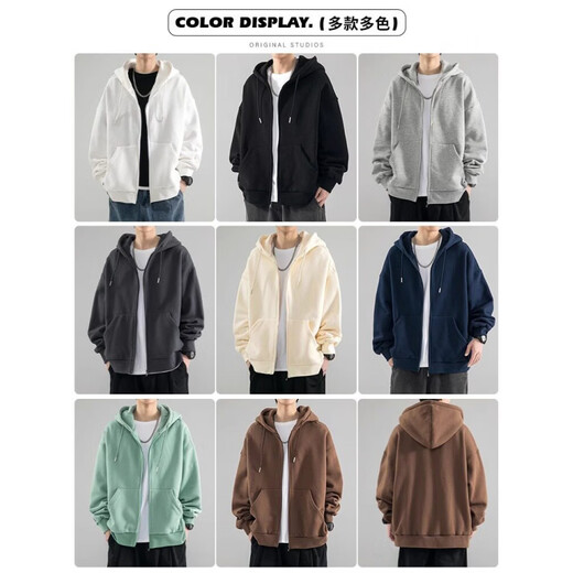 JEEP SPIRIT Jeep Cardigan Sweatshirt 2026 Spring and Autumn Men's Loose American Heavy Casual Top Trendy Brand Youth Hooded Jacket (Spring and Autumn Style) Apricot S Recommendation 85-105Jin Jin equals 0.5 kg